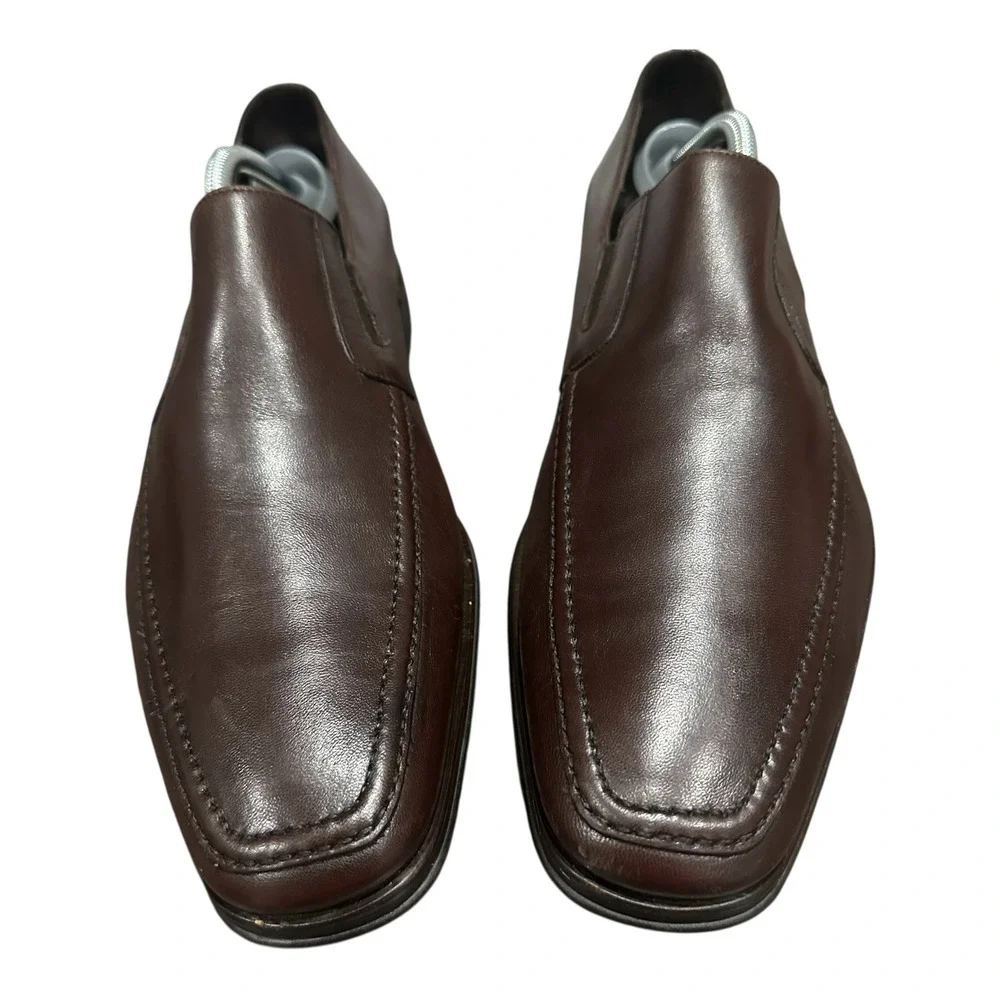 Bruno Magli Raging Men's 9.5 W Brown Leather Slip-On Loafers Made Italy
